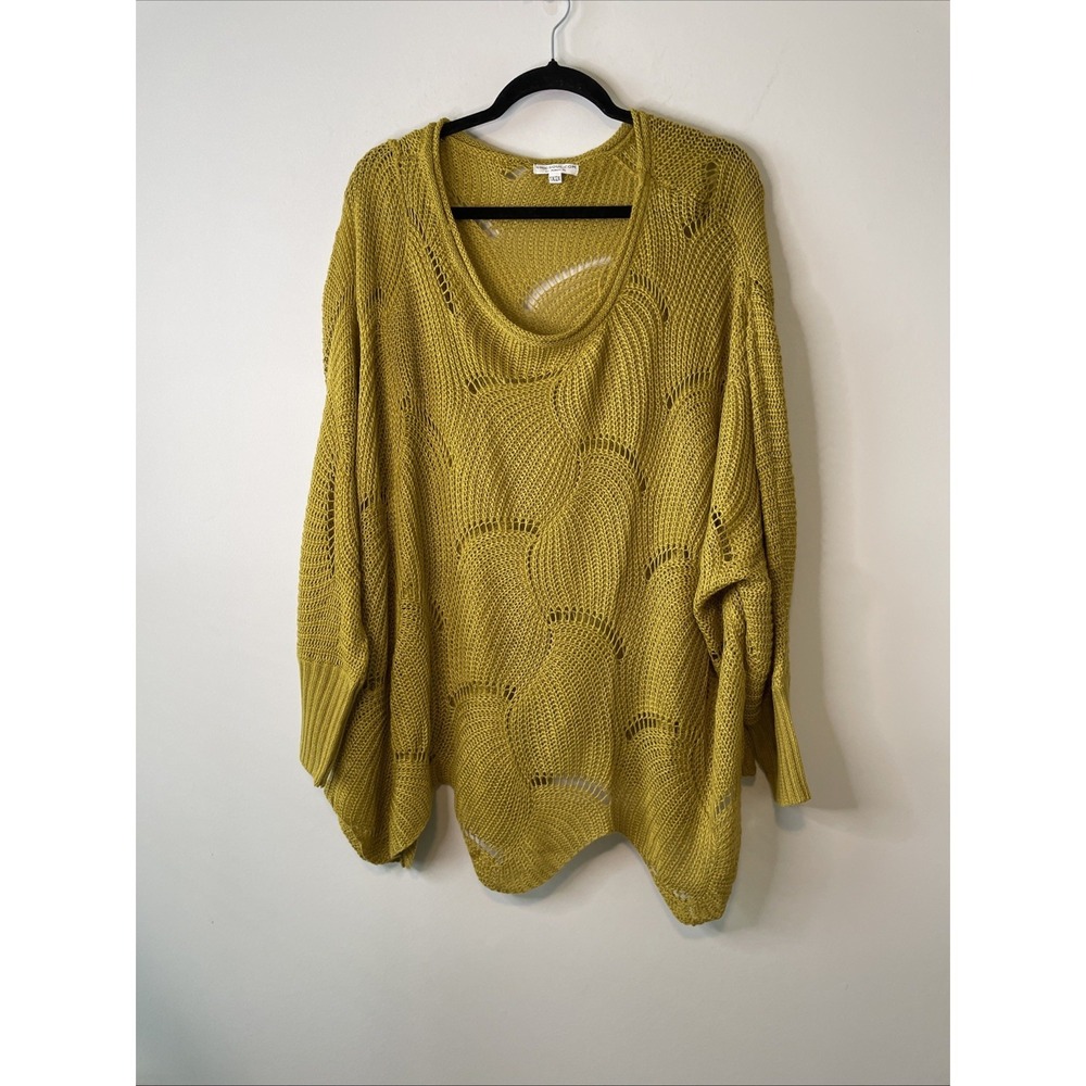 ChicSoul 1X/2X‎ Mustard Open Knit Sweater Oversized Tunic Pullover Boho